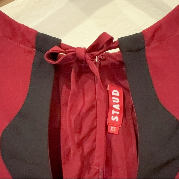 Staud Wine Mini Dress with Black Accents Size XS NWOT - Picture 3 of 6